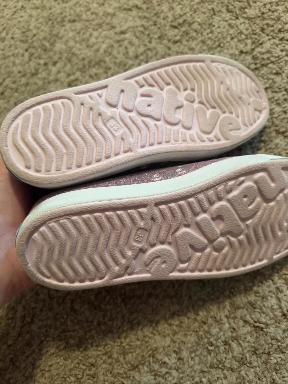 Native Rose Gold sparkle slip on shoe J3 Girls